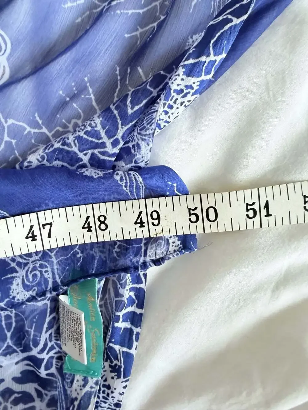 Antica Sartoria by Giacomo Cinque Blue and White Fish Print Polyester Scarf S-70